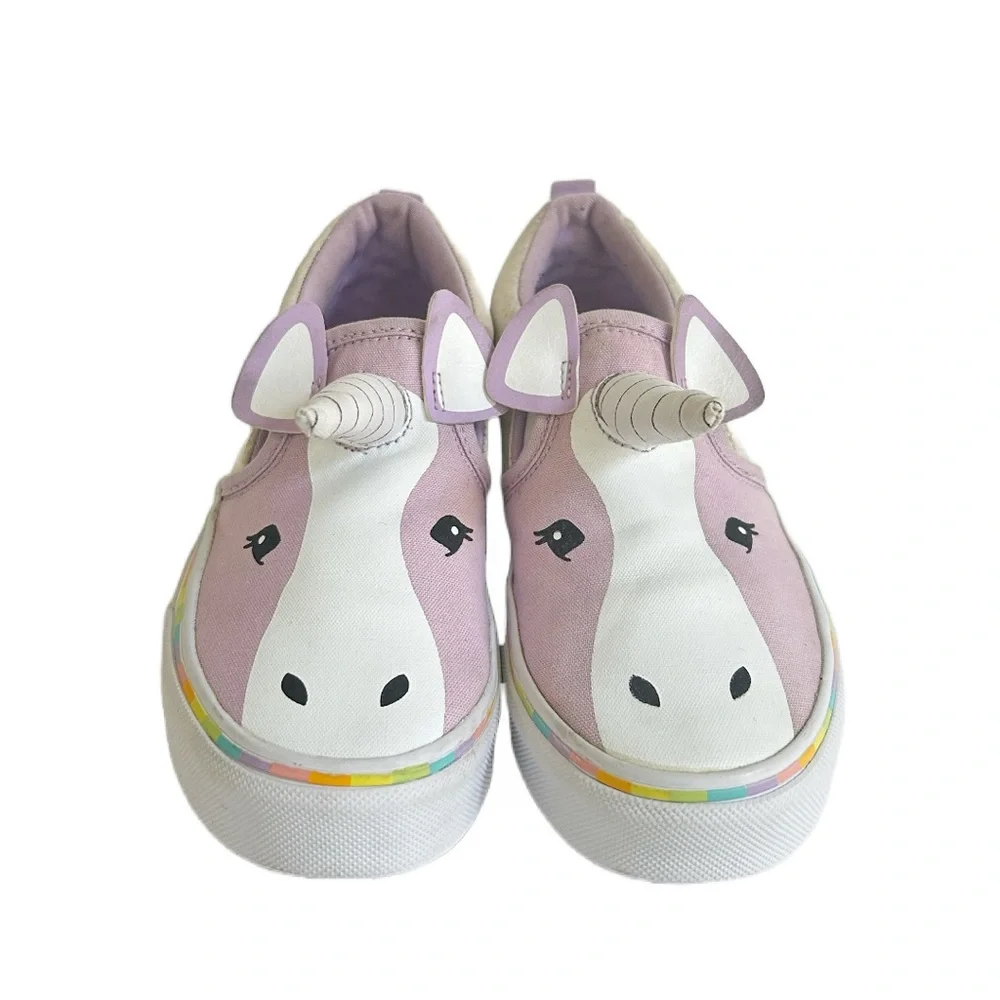 Vans Slip-On Asher Unicorn Shoes Glitter Horn  Purple‎ Girls Missy Size 3